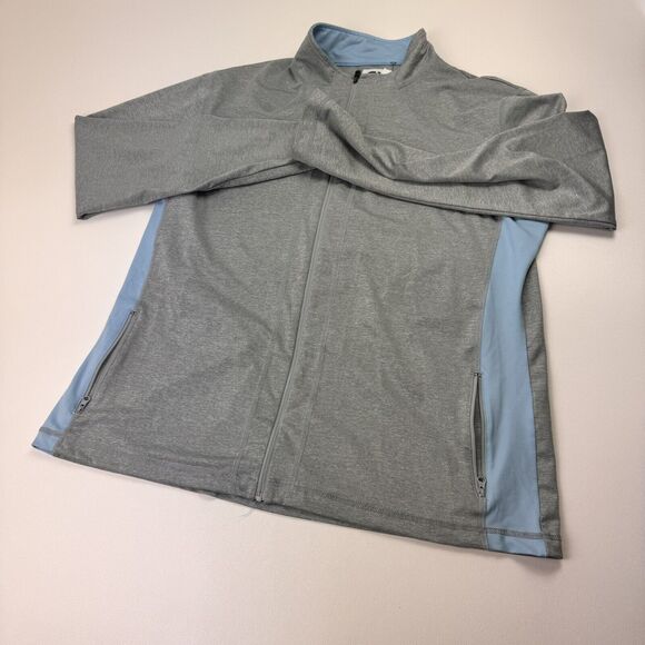 FootJoy Heatherered Jersey Full Zip Mens XL Jacket, Dove Grey, 27570 zip pockets - Picture 1 of 9
